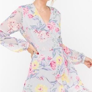 Nordstrom all in favor blue flower wrap dress